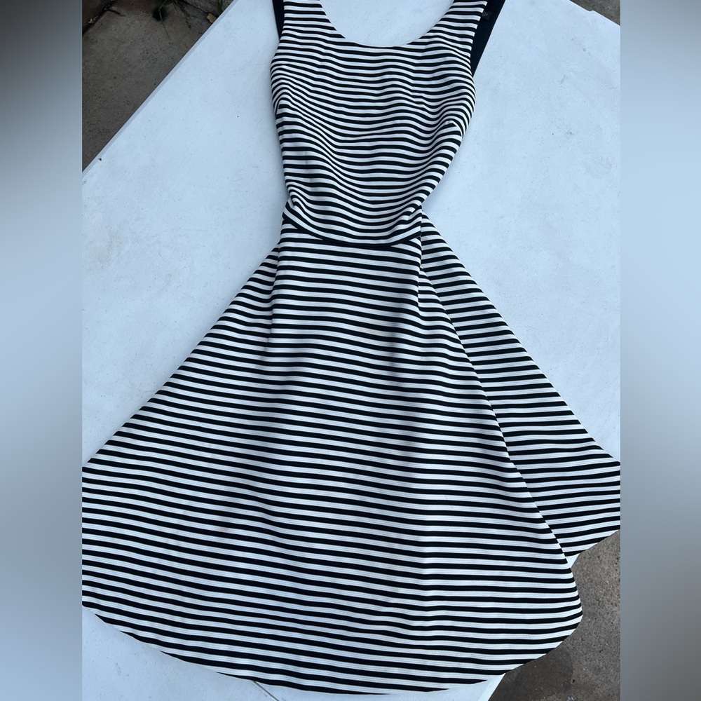 Guess Black and White Striped Dress Mini